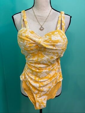 Yellow Twist-Front One-Piece Swimsuit